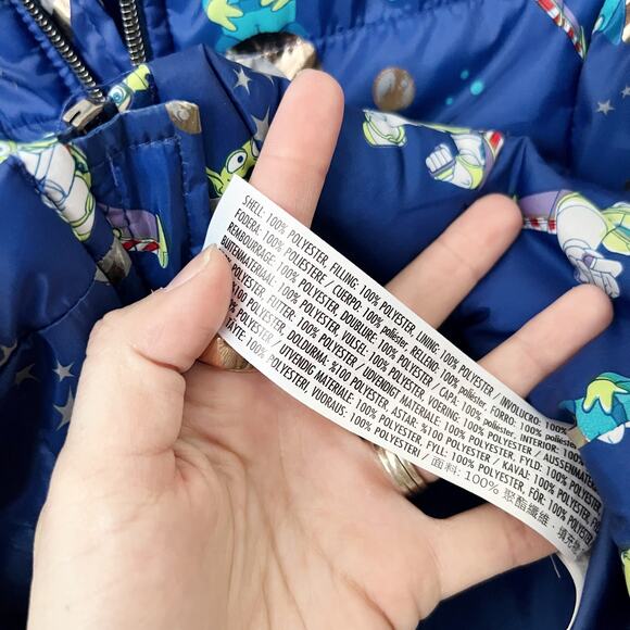 [Disney] Toy Story Buzz Lightyear Lightweight Puffer Jacket Space Aliens Sz 7-8 - Picture 11 of 12